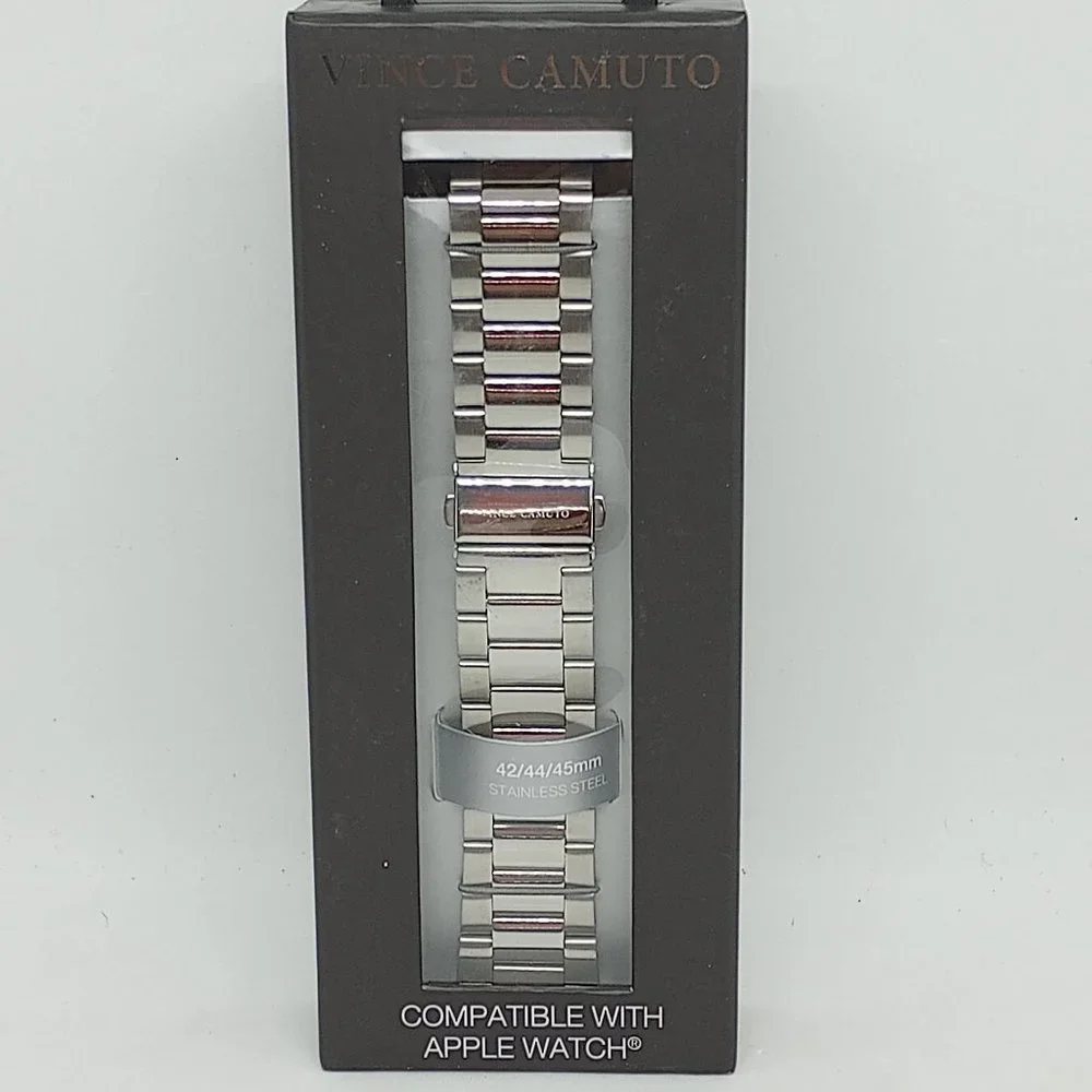 Vince Camuto 24mm Silver Stainless Steel Watch Band Fits Apple Watch 42/44/45mm